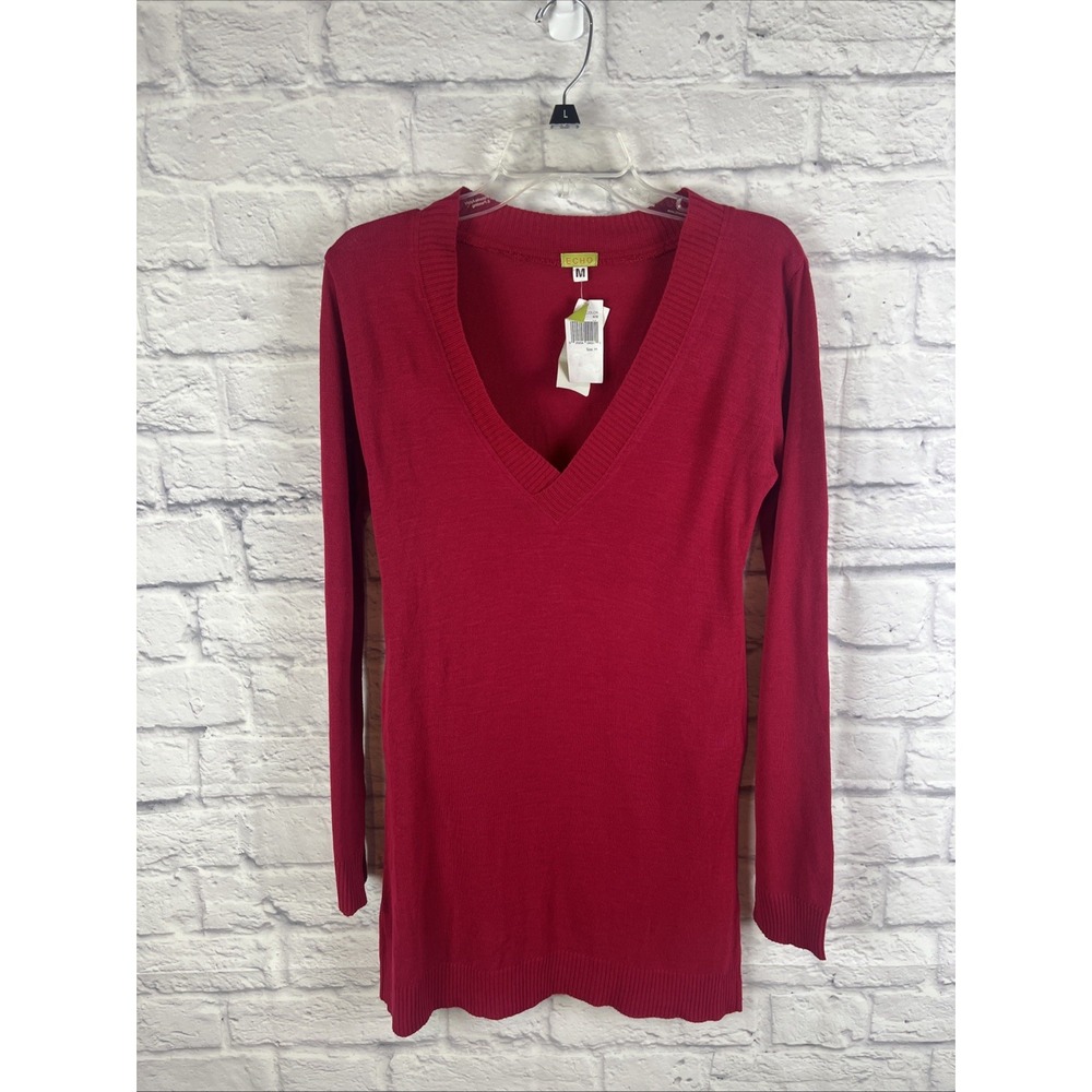 Echo NWT  Red Lightweight Bamboo Blend Tunic Casual Sweater SOld